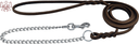 Hundkoppel med kedja, läder 150 cm, 1,2mm